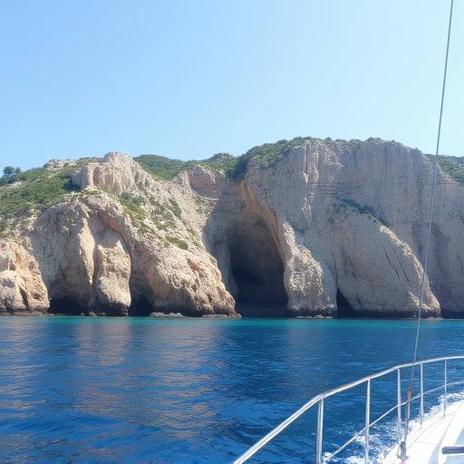Costa Brava desde un yate, mostrando acantilados y aguas claras