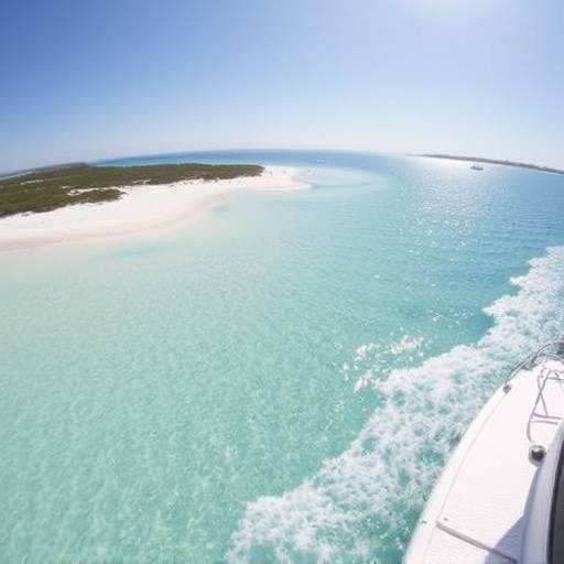 Imagen de Formentera con una playa de arena blanca y aguas transparentes, vista desde un yate