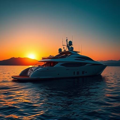 Un yate de lujo navegando frente a la costa de Mallorca al atardecer